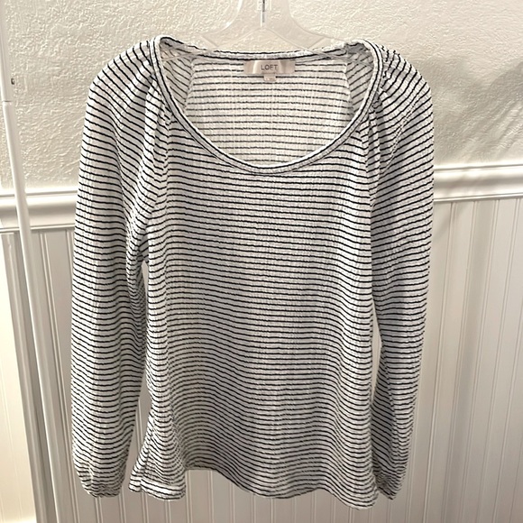 LOFT - striped drape sleeve shirt - size M - Picture 1 of 8